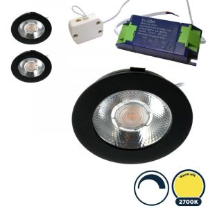 3x Led meubelspot dimbaar, ondiepe inbouw, IP54, warm wit, zwart, incl. trafo