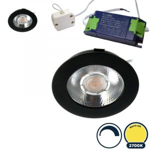 2x Led meubelspot dimbaar, ondiepe inbouw, IP54, warm wit, zwart, incl. trafo