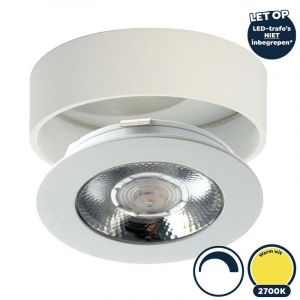 Led meubelspot/keukenspot opbouw warm wit, Ø62x18mm, wit