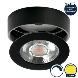 Led meubelspot/keukenspot opbouw warm wit, Ø62x18mm, zwart