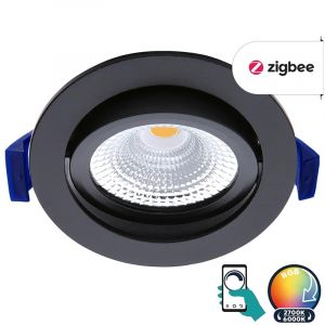 Zigbee led inbouwspot zwart, RGBWW, kleine inbouwdiepte, IP54